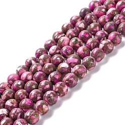 Lila Zusammengesetzte Stränge aus synthetischen Pyrit- und gefärbten Howlith-Perlen, Runde, lila, 8 mm, Bohrung: 1.2 mm, ca. 49~50 Stk. / Strang, 15.94'' (40.5 cm)
