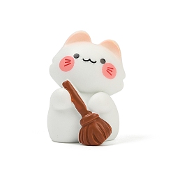 Белый Украшение для дисплея кошки из смолы, для украшения рабочего стола домашнего офиса, белые, 23x22.5x33 мм