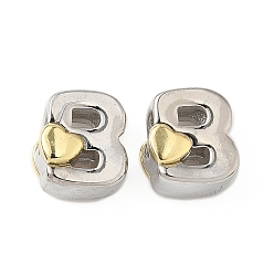 Letter B Латунные бусины, без кадмия и без свинца, платиной и золотом, В письме, 10.5x9.5x7.5 мм, отверстие : 5x4 мм