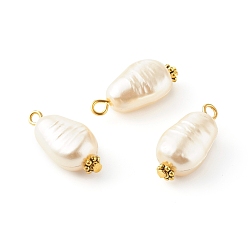 Белый Акриловые подвески, с акриловым жемчуг имитация, железные штифты и распорные втулки из сплава, слеза, белые, 21~21.5x10.5x8 мм, отверстие : 1.8 мм