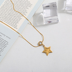 Звезда 201 ожерелья из нержавеющей стали с подвесками из хрусталя и стразами для женщин, золотые, звезда, 15.75 дюйм (40 см), Кулон : 20 мм