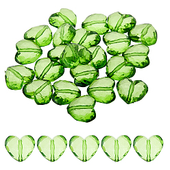 Зеленый 30 шт прозрачные акриловые бусины, сердце, граненые, зелёные, 25.5x28.5x13.5 мм, отверстие : 3 мм