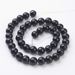 Black Natural Mashan Jade Round Beads Strands, Dyed, Black, 10mm, Hole: 1mm, about 41pcs/strand, 15.7 inch