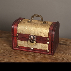 Dark Red Wood Jewelry Box, with Front Clasp, for Arts Hobbies and Home Storage, Rectangle, Dark Red, 11.5x18x11.5cm