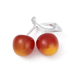 Платина Подвески из сплава и акрила, вишня, платина, 36x39x19.5 мм, отверстие : 2 мм