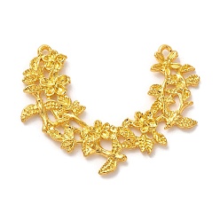 Золотой Стойки подвески обшивки сплава, цветок, золотые, 37.5x51x3 мм, отверстие : 2 мм