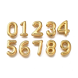 Настоящее золото 18K 10 шт. 10 стили 304 подвески из нержавеющей стали, число 0~9, ионное покрытие (ip), реальный 18 k позолоченный, 19.5~20.5x10~16x5.5 мм, отверстие : 2 мм, 1 шт / стиль