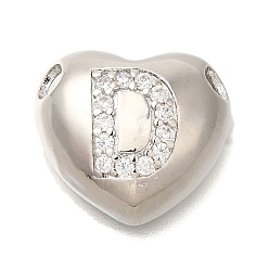 Letter D Стойка металлическая латунная микропрофилированная кубическая циркония подвески, без кадмия и без свинца, сердце с подвесками в виде буквы az, платина, Буква D, 14.5x16x6 мм, отверстие : 3 мм