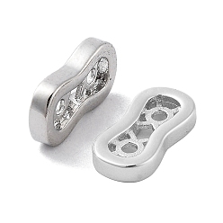 Платинированный Латунные многожильные звенья, без кадмия, без никеля и без свинца, распорными брусьями, 8 форму, 2-луночное, Реальная платина, 6.5x12x2 мм, отверстие : 1.4 мм