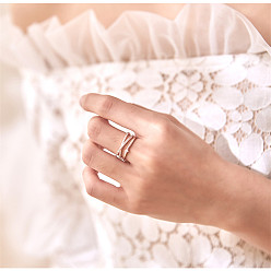 Розовое Золото Латунные кольца-манжеты со стразами для женщин, розовое золото , внутренний диаметр: 15~20 мм