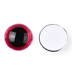 Cerise Glas cabochons, halbrund mit Auge, cerise, 20x6.5 mm