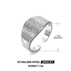 Нержавеющая Сталь Цвет Манжеты из нержавеющей стали, древо жизни, цвет нержавеющей стали, размер США 8 (18.1 мм)