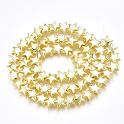Golden Plated Electroplate Non-magnetic Synthetic Hematite Beads Strands, Star, Golden Plated, 8x8.5x3.5mm, Hole: 1mm, about 67pcs/strand, 15.9 inch
