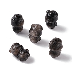 Silver Sheen Obsidian Natürliche silberne Obsidianperlen, Bär, 18~18.5x12x13 mm, Bohrung: 1.4 mm