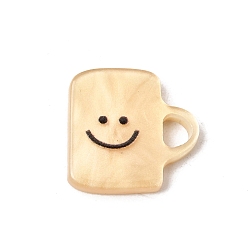 Папайя Оранжевый Печатные акриловые подвески, подвески в виде чашки с улыбающимся лицом, papayawhip, 14x15x3 мм, отверстие : 4x3 мм