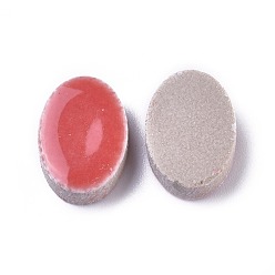 Salmon Porcelain Cabochons, Oval, Salmon, 12.5x18x5mm, 60pcs/bag