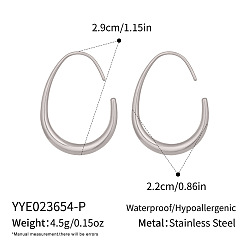 Couleur Acier Inoxydable 304 boucles d'oreilles pendantes en forme de larme en acier inoxydable, couleur inox, 29x22mm
