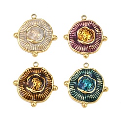 (52) Непрозрачная лаванда 304 подвески из нержавеющей стали, с эмалью, , золотые, разноцветные, 24.5x23.5x3.5 мм, отверстие : 1.8 мм