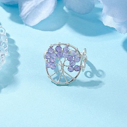 Аметист Бусины из натурального аметиста с цельными круглыми латунными бусинами и кольцами из экологически чистой медной проволоки, размер США 7 1/4 (17.5 мм)