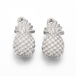 Edelstahl Farbe Anlaufgeschützt 201 Anhänger aus Edelstahl, Ananas, Edelstahl Farbe, 16.5x8.5x3 mm, Bohrung: 1.4 mm