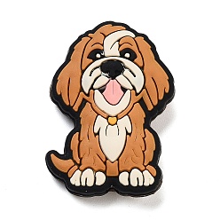 Собака Пищевые экологически чистые силиконовые фокусные шарики, собака, коричневые, собака, 30x22x7.5 мм, отверстие : 3 мм