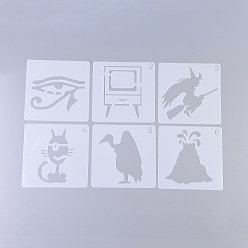 White Plastic Drawing Stencil for Kids Teen Boys Girls, Reusable Drawing Template for DIY Scrapbooking, Journal, School Projects, White, 130x130x0.3mm, 6pcs/set