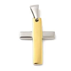 Золотой Ионное покрытие (ip) 304 подвески из нержавеющей стали, с 201 подвесными дужками из нержавеющей стали, крестик, золотые, 30x22x3.5 мм, отверстие : 9x44 мм