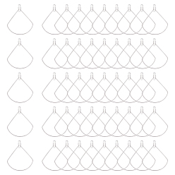 Couleur Acier Inoxydable 304 pendentifs en fil d'acier inoxydable, conclusions de boucle d'oreille, fan, couleur inox, Jauge 21, 40x32.5x0.7mm, Trou: 1.2mm, 60 pcs / boîte