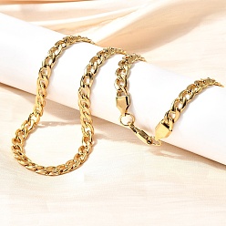 Настоящее золото 22K 6мм 304 ожерелья из кубинской цепи из нержавеющей стали для женщин и мужчин, вакуумное покрытие pvd, реальный 22 k позолоченный, 19.69 дюйм (50 см)