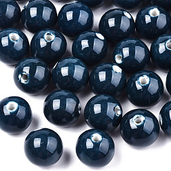 Прусский Синий Ручной себе старину остеклением шарики фарфора, круглые, берлинская лазурь, 20x19 мм, отверстие : 4 мм