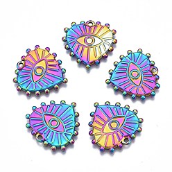 Rainbow Color Цвет радуги 304 подвески из нержавеющей стали с эмалевым покрытием, без кадмия, без никеля и без свинца, сердце, 19x20x1.5 мм, отверстие : 1.4 мм