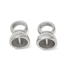 Couleur Acier Inoxydable 304 embouts cordon d'acier inoxydable, embouts, couleur inox, 10.5x8x8mm, trou: 2.5 mm et 4.5 mm