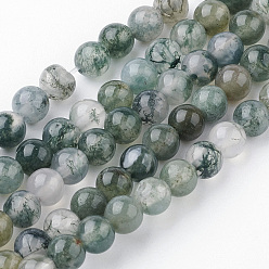 Moss Agate Natural Moss Agate Bead Strands, Round, 4~4.5mm, Hole: 1mm, about 85~90pcs/strand, 14.9 inch(38cm)