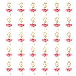 Pink 30шт. прозрачные смоляные большие подвески, прелести балетной девушки, с позолоченной фурнитурой из сплава и хрустальными стразами, розовые, 60x31x4 мм, отверстие : 2 мм