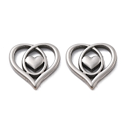 Нержавеющая Сталь Цвет 304 подвески из нержавеющей стали, сердце прелести, анти-тускнение, цвет нержавеющей стали, 16x16x2.5 мм, отверстие : 3x3 мм