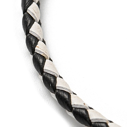 Negro Pulseras de cuero trenzado del cordón, pulsera ajustable, negro, diámetro interior: 5/8~2-7/8 pulgada (1.5~7.3 cm)