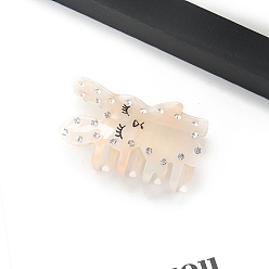 Бежевый Заколки для волос с когтями из ацетата целлюлозы кролика, аксессуары для волос со стразами для женщин и девочек, бежевые, 65x32x47 мм