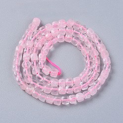 Rose Quartz Natural Rose Quartz Beads Strands, Faceted, Cube, 4x4x4mm, Hole: 0.6mm, about 96pcs/strand, 15.35 inch(39cm)
