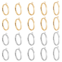 Golden & Stainless Steel Color 10Pcs 10 Style 304 Stainless Steel Finger Ring Settings, Loop Ring Base, Golden & Stainless Steel Color, Inner Diameter: 15.7~18.9mm, Hole: 2mm, 1pc/style