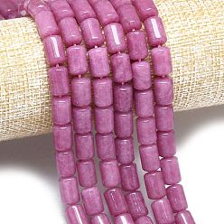 Серо-розавый Натуральный Malaysia нефритовые бусы пряди, окрашенная и подогревом, колонка, увядшая роза, 11.5~12x7.5~8.5 мм, отверстие : 1~1.2 мм, около 31~32 шт / нитка, 15.16'' (38.5 см)