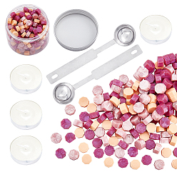 (52) Непрозрачная лаванда Наборы частиц сургуча для печати в стиле ретро, с ложкой из нержавеющей стали, свеча, пластиковые пустые контейнеры, разноцветные, 307 шт / комплект