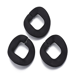 Black Spray Painted CCB Plastic Linking Rings, Quick Link Connectors, For Jewelry Curb Chains Making, Twist, Black, 48.5x40.5x10mm, Inner Diameter: 22x25mm