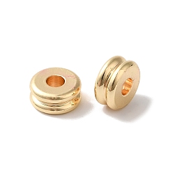 Настоящее золото 14K Покрытие стойки европейские латунные бусины, бусины с большим отверстием, рифленая колонна, долговечный, реальный 14 k позолоченный, 6x3 мм, отверстие : 4.1 мм