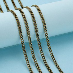 Antique Bronze Iron Cuban Link Chains, Chunky Chains, Unwelded, with Spool, Oval, Antique Bronze, 5x4x1mm, about 164.04 Feet(50m)/roll