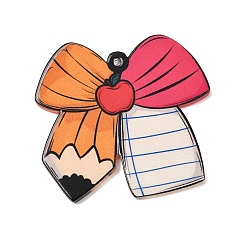 Разноцветный Печатные акриловые подвески, бантом, красочный, 39x41x2.5 мм, отверстие : 1.6 мм