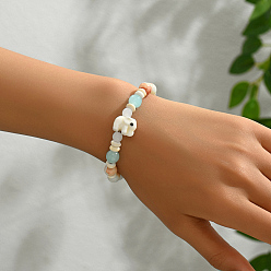 Белый Эластичные браслеты из синтетических драгоценных камней для женщин, слон, белые, внутренний диаметр: 2-3/8 дюйм (6 см) ~ 3-1/8 дюйм (8 см)