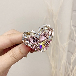 Pink Эластичное волокно связи волос, с литой стеклянной отделкой и искусственным жемчугом, сердце, розовые, 40x40 мм