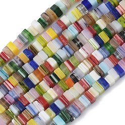 (52) Непрозрачная лаванда Бусы лэмпворк ручной работы, кубические, разноцветные, 4~4.5x4~4.5x2.5~3 мм, отверстие : 0.8 мм, около 149 шт / нитка, 15.75'' (40 см)