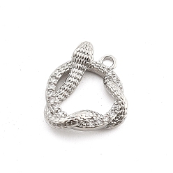 Платина Латунные микро проложить кубического циркония подвески, змеиные чары, платина, 16x13.5x3.5 мм, отверстие : 1.5 мм