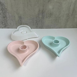 White DIY Heart Shape Candlestick Silicone Molds, Candle Holder Molds, for Resin, Gesso, Cement Craft Making, White, 14.8x14.5x3.3cm